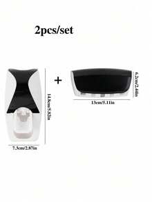 2pcs/Set Automatic Toothpaste Dispenser- Dustproof, Bathroom Wallmount Without Nailing, Portable Bathroom Accessories Toothpaste Squeezer,Space-Saving Bathroom Organizer, Non Perforated Black 5-Hole Toothbrush Storage Rack With Cover, Bathroom Gadgets, Bathroom Accessories Back To School,Home Bathroom Decor, Autumn Decor - Grey - View 11