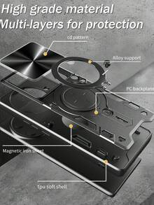 360° 旋转指环支架磁吸防摔手机壳，适用于 11/12/13/14/15/16 Pro Max、S22/23/24+ A04/A05/A14/A15/A24/A25/A34/A54、Pixel 6/7/8/9 Pro，TPU 材质全身手机壳 - 玫瑰金 - 查看 9