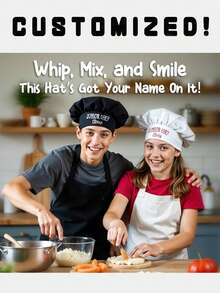 Customized Name Chef Hat, Dust-Proof Hat, Adjustable Kitchen Cooking Hat, Work Hat For Bakery, Cafe, Dessert Shop, Restaurant, Kitchen, Washable And Reusable, Dust-Proof And Comfortable Chef Hat, Suitable For Catering, Baking, And Workshop Use Party & Family Activities,Catering Service Hat With Elastic Closure, Full Mesh Chef Hat For Unisex, Oil Proof Hair Cover, Short Brim With Drawstring Closure - Multicolor - View 3