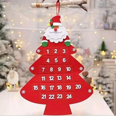 A Christmas Advent Calendar With Santa Claus - Wall Hanging Christmas Tree Countdown - 3D Christmas Tree Design For Wall Decoration - Festive Home And Holiday Party Decoration, Christmas Decoration And Gift Idea. Home Decor Christmas Decorations Room Decor Winter