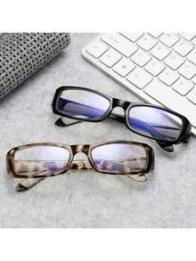 1pc Women's Acrylic Casual Rectangular Fashion Glasses, Suitable For Daily Reading And Commuting, Retro Y2K Basic Business Casual Gift - A - View 4