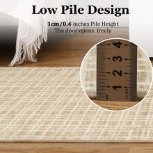 Waschbarer, moderner Teppich mit Karomuster, rutschfest, niedriger Flor, weicher, zeitgenössischer Überwurf, Bodenbelag, faltbarer Innenteppich für Wohnzimmer, Schlafzimmer, Spielzimmer, Kinderzimmer