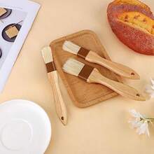 3pcs Pastry Basting Brushes Oil Brush For Cooking Boar Bristle Brushes BBQ Basting Brush Kitchen Baster Brushes For Oil Egg Spread Marinade Sauce 2 Small + 1 Medium
