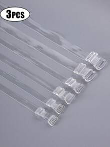 3 对透明肩带隐形文胸肩带防滑性感无肩带文胸配件带金属钩 - 無色 - 查看 2