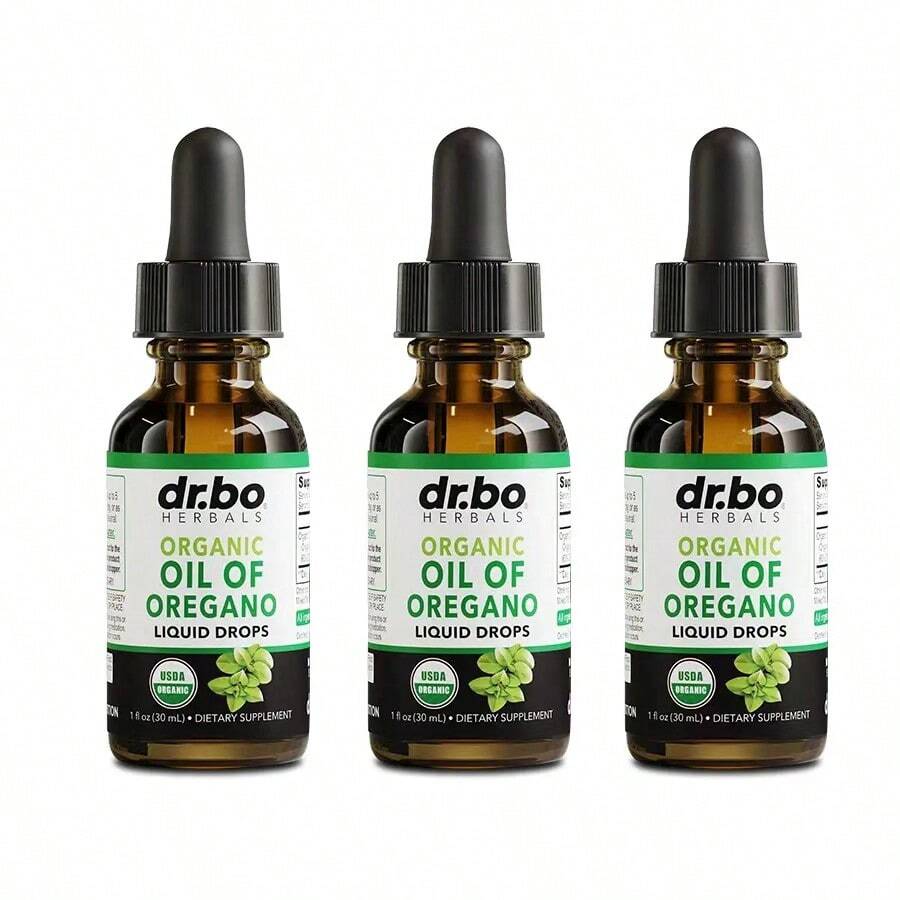 Miriyalyad Dr. Bo Organic Oil Of Oregano Liquid Drops - Immune Support, Herbal Tincture, Gut Health, Overall Health - 200 Servings & Vegan - 1 Fl O 3PCS - 3PCS - 查看 1