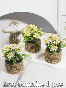 1/2/3 chậu cây giả hình hoa cúc La Mã bằng mây, cỏ giả, cỏ biển, 3 loại cây giả hình dạng khác nhau, trang trí nhà cửa, vật trang trí sân vườn, cây xanh, quà tặng ngày Valentine, trang trí lễ Phục Sinh, trang trí bàn làm việc, mùa cưới, điểm nhấn nhà cửa. - Nhiều màu-F - Xem 7