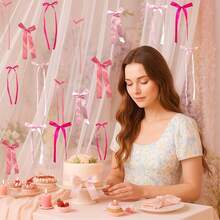 12/40pcs Pink And Blue Cute Bows, Bow Wall Decor, Christmas Tree Decoration Bows, Wedding Decoration Background Wall, Suitable For Christmas Gift, Birthdays, Party, Home Decoration Christmas Decorations Room Decor Winter