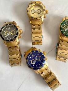 Men's Gold Blue Plated Pro Driver Heavy Duty Watch - Black - View 2