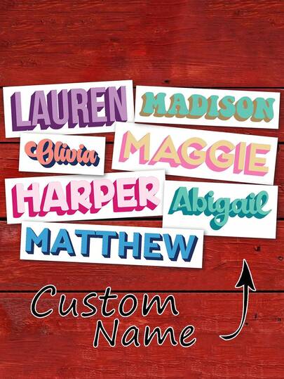 Adesivo personalizzato olografico con nome, etichetta adesiva in vinile con nome personalizzato, decalcomania a doppio strato con nome, adesivo con nome, decalcomania con parola nome per valigie, adesivo decalcomania con nome personalizzato, decalcomania per bauli da campeggio per tazze, bicchieri, palloncini, rotoli, etichette fai-da-te per matrimoni o regali