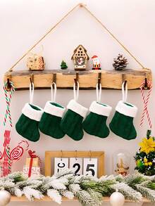 2pcs Mini Christmas Stockings,Knit Stocking,Festive Holiday Fireplace Hanging Socks,For Party Decoration New Year Party Gift Favors Supplies,Personalized Initial Stocking, Family Holiday Xmas Party Decor Birthday - Multicolor - View 6