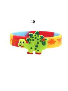 6pcs/3pcs/1pc Random Cute Cartoon Dinosaur Theme Bangles, Wristbands For Kids' Vacation, Party And Gift, Suitable For Birthday, Gathering, Festival, No Power Needed, Silicone Material, Sports Style Jewelry