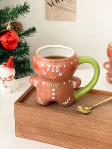 可爱卡通圣诞姜饼人情侣陶瓷杯、茶杯、果汁杯、咖啡杯 - 彩色 - 查看 12