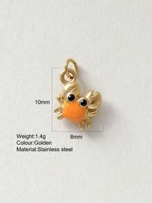 1pc Cute Cartoon Stainless Steel Crab, Seashell, Seahorse, Dolphin, Elephant Pendant, DIY Necklace, Earring, Bracelet, Keychain Jewelry Accessory, Suitable For Party, Halloween Decoration