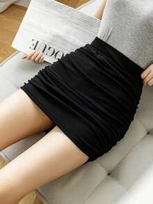Chân váy mini ôm sát eo cao gợi cảm mùa hè, kiểu dáng chữ A mới cho nữ, màu đen, mùa xuân. - màu đen - Xem 2