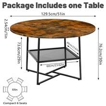 51'' Round Dining Table For 6 Kitchen Dining Room Circle Dinner Pedestal Table Space Saving Wood Kitchen & Dining Room Furniture Farmhouse Dinning Room Circle Kitchen Table Industrial Dinner Table With Metal Base For Kitchen Living Room - 彩色 - 查看 10