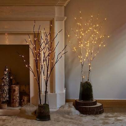 20 LED Branch Lights, Branch Fairy Lights, Vase Lighting Fairy Lights, Willow Branch Artificial Tree DIY Decorative Lights And Branch Designs, LED-Lit LED Lights For Halloween, Thanksgiving And Christmas, Warm White/Pink/White (Battery-Free)