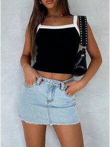 Women's Stretch Bodycon Skirt,Designed Women And Teenagers. - 酸性藍水洗 - 查看 2