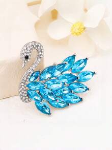 1 件天鹅水晶装饰胸针，独特设计别针适合日常服装和礼物学校办公室配饰衬衫夹克珠宝万圣节衣服别针有趣可爱的教师礼物00 服装配饰包饰圣诞节 - 藍色 - 查看 3