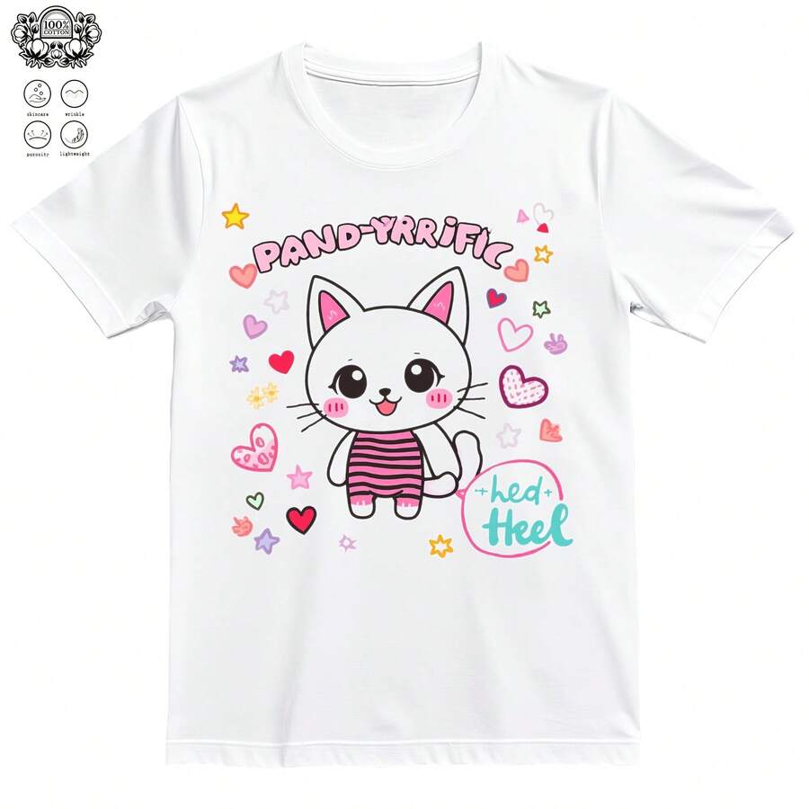 Gabby's Dollhouse Pandy Paws Pandy-Rrific Doodles T-Shirt 0001220G High-Quality Pure Cotton T-Shirt - Easy To Style, Perfect For Work, Weekend Getaways, And Gatherings, A Perfect Gift For And Family - 白色6 - 查看 1