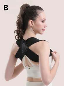 可调节背部支撑带，推荐体重低于 120 磅的用户使用，为成人提供锁骨、颈部、背部和肩部支撑，男女通用姿势矫正器（实际尺寸偏小，建议订购大一码）