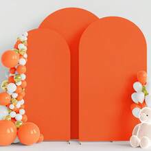6.6ft, 7.2ft Orange Backdrop Arch, Adjustable Elastic Canvas Arch Canopy, Suitable For Wedding Arch, Birthday Party Decor (Arch Frame Not Included, Only Backdrop Cloth) - Orange - View 1