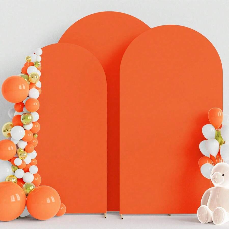 6.6ft, 7.2ft Orange Backdrop Arch, Adjustable Elastic Canvas Arch Canopy, Suitable For Wedding Arch, Birthday Party Decor (Arch Frame Not Included, Only Backdrop Cloth) - Orange - View 1