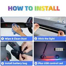 Waterproof Scooter LED Strip Skateboard Bike Flexible Diode Tape Electric Scooter Safety Night Riding Light Lamp Christmas Gift - RGB - View 5