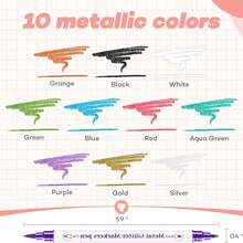 Metallic Markers Pens, Dual Tip Metallic Pens For Rock Painting,Tattoo Painting, Ceramic, Card Making, Black Paper, Easter Egg, Metal, Wine Glass