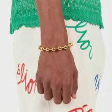 1 Peça Pulseira de Contas de Aço Inoxidável para Homens e Mulheres, Cor Dourado/Prata, Contas Metálicas de 8mm, Corrente Feminina