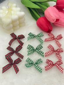 20 piezas Adornos de lazo con ribete metálico vintage a cuadros, accesorios de ropa navideña para vestidos, calcetines, decoración del hogar, decoraciones navideñas, decoración de habitaciones de invierno