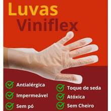 Kit 100 Luvas Descartáveis Viniflex Translúcida Resistente - Transparente - Visão 5