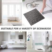 1pc 53 * 52cm Pebble Anti Slip Pad With Suction Cup For Bathroom Anti Slip Pad, Machine Washable And Easy To Clean 21 * 20.5 Inches, Suitable For Shower Rooms, Hotels, Bathrooms, Toilets, Bathtubs, Bathroom Accessories, Autumn Decoration