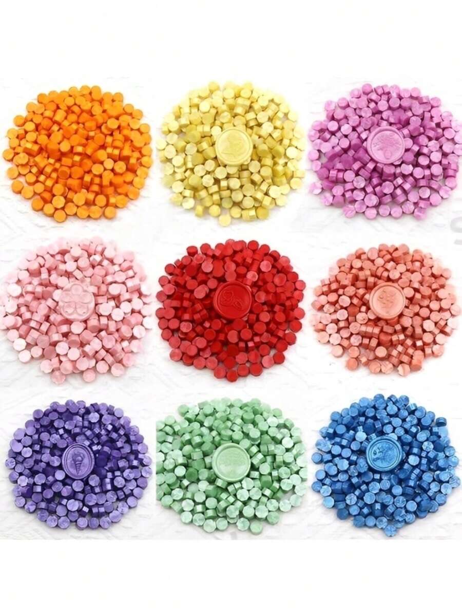 200 颗/包八角形封蜡珠，用于印章、手工制作卡片信封装饰、婚礼请柬、礼品包装、信封封口、派对请柬、剪贴簿、火漆封蜡珠 DIY - 多色 - 查看 1