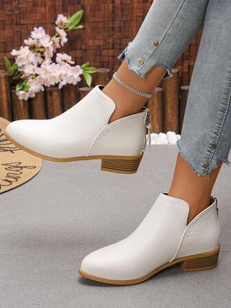 女式厚底中跟踝靴和短靴，尖头拉链后跟休闲粗跟切尔西靴，黑色/绿色/米色/棕色/灰色/海军蓝可选，适合日常通勤、度假、休闲和户外旅行，时尚之选