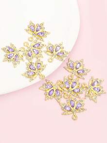 10pcs Colored Rhinestones Inlay Autumn Maple Leaf Charms Delicate Charming Clavicle Chain Necklace Earrings Keychain Hair Accessories DIY Sparkling Leaves Pendants - Perfect For Fall-Themed Party & Banquet, Great Decorations And Gift For Easter & Thanksgiving