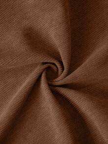 2pcs Young Boy Street Casual Solid Color Corduroy Letter Embroidery Pocket Long Sleeve Shirt And Solid Color Pants Set, Suitable For Daily Gathering, Vacation, And Outdoor Activities