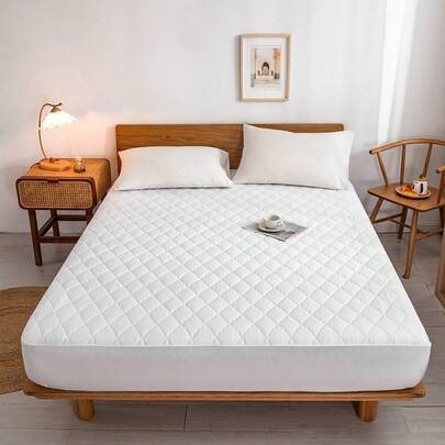 1 pezzo Coprimaterasso trapuntato tinta unita, adatto a tutti i letti, con lenzuolo con angoli elasticizzato, traspirante e confortevole, lavabile in lavatrice, adatto per camera da letto domestica, utilizzabile in tutte le stagioni, copri materasso anti-polvere, realizzato in tessuto morbido e traspirante, adatto per la decorazione autunnale della casa