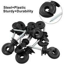 20 Stücke selbstbohrende elektrische Zaunhalter für Holzpfosten (schwarz/rot) - inklusive Bohrerbuchse-Werkzeug | Geflügel, Garten Landwirtschaftsbedarf