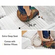 Convertible Foldable Sofa Bed Floor Couch With Plush Faux Fur, No Assembly Needed, Comfortable Mattress-Style Sofa For Living Room, Apartment, And Bedroom - trắng - Xem 7