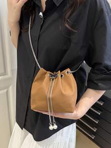 Women's Simple Chain Solid Color Crossbody Bag, Suitable For Daily Commute And Travel