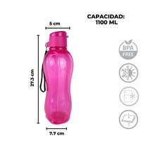 1 pieza Botella de agua deportiva de plástico de gran capacidad de 1100ml/1L Con correa, apta para actividades al aire libre, deportes y viajes - Morado Violeta - Ver 2
