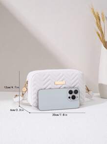 2025 New Design Embroidered Wavy V Pattern Metal Decor Children Adjustable Shoulder Strap Shoulder Bag