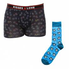 Kisses and Love Coffret cadeau boxers et chaussettes homme KL6000 - Rouge - Voir 1