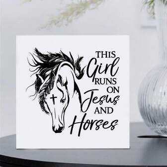 Decorative Plaque & Signs This Western - Themed Girl Runs On Jesus And Horses, Ideal For Office Desk Decor, Bedroom Decor, Living Room Wall Decor, Farmhouse Kitchen Decor, And As Unique Gifts For Women On Birthdays Or Christmas
