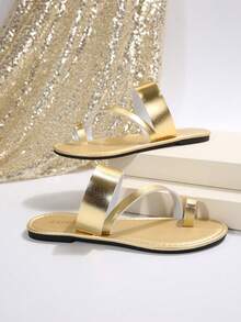 Giày sandal đế bằng hở mũi đan tròn cỡ lớn mới cho nữ, thoải mái, giản dị, sang trọng, đi biển, đi chơi ngoài trời, mùa hè - Vàng - Xem 6