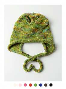 Bandeau tricoté à oreilles d'ours colorées, bonnet d'ours mignon pour femmes, bonnet en tricot chaud et polyvalent pour l'automne/l'hiver - Multicolore - Voir 5