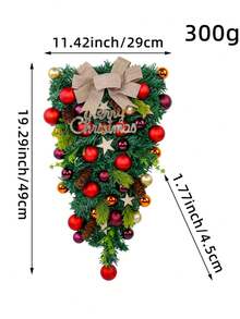 1pc 19.29inch Christmas Ornament Ball Hanging Decor, Realistic Pine Cone Creative Window Display Decoration Bow Vine Door Hanging, Suitable For Holiday Theme Living Room Bedroom Home Decor Christmas Decorations Room Decor Winter Christmas Decorations Home Christmas Gifts Christmas Decor - Multicolor - View 5