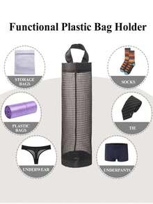 1pc Small Size Home Plastic Bag Holder, Wall Mounted Grocery Bag Dispenser, Hanging Storage For Kitchen Trash Bags Kitchen Tools