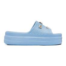 EVVA HIT Cloud Slide Flip Flops Comfort And Style - Original With Exclusive Pins Comfortable Women's Flip Flops For Everyday Simple Casual Appliques Holidays - 藍色 - 查看 2