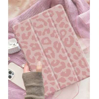 Pink Leopard Print IPad 10.2 Case, Compatible With IPad 9/8 (2021/2020) - Features Magnetic Auto Wake/Sleep Function, Stylus Holder, And Lightweight D